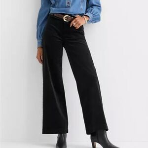 LOFT Curvy Black Wide-Leg High-Rise Jeans